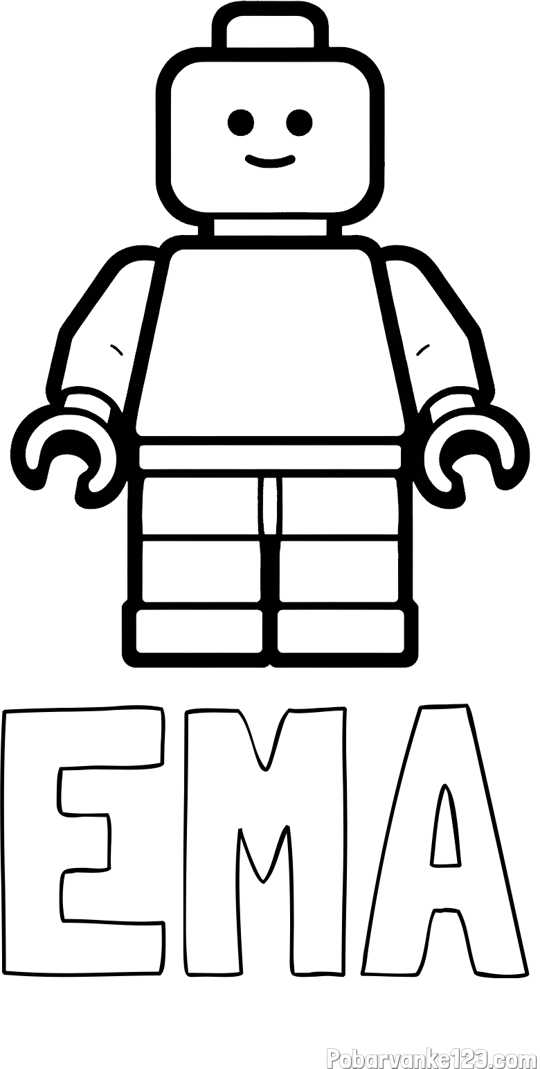 Pobarvanka imena EMA in pobarvanka LEGO figurice fanta