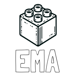 Online izdelana pobarvanka - Pobarvanka imena EMA in pobarvanka LEGO kocke