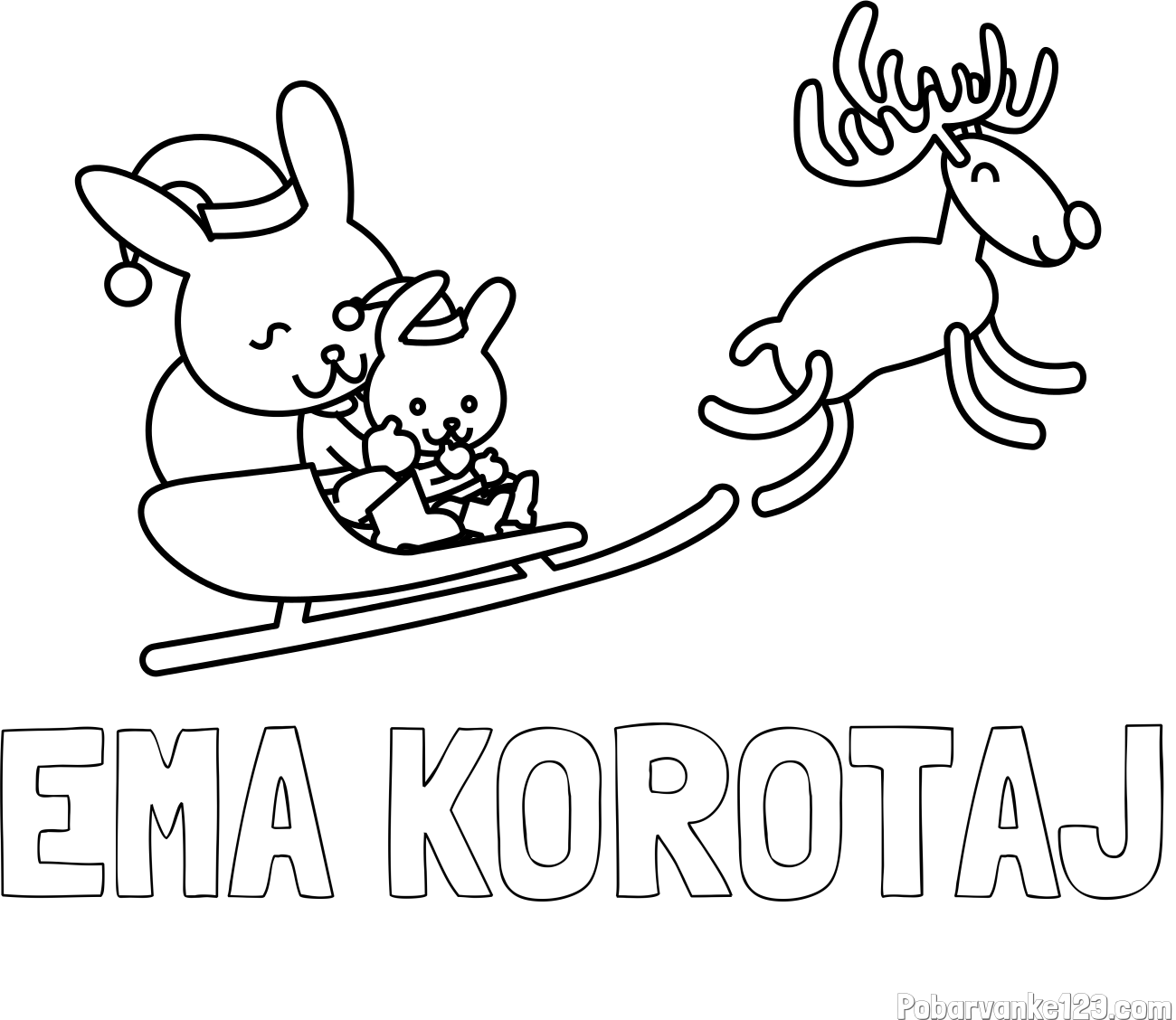 Pobarvanka imena EMA KOROTAJ in božične sani