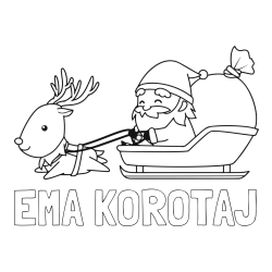 Online izdelana pobarvanka - Pobarvanka imena EMA KOROTAJ in pobarvanka Božička na saneh ter jelenčka Rudolfa