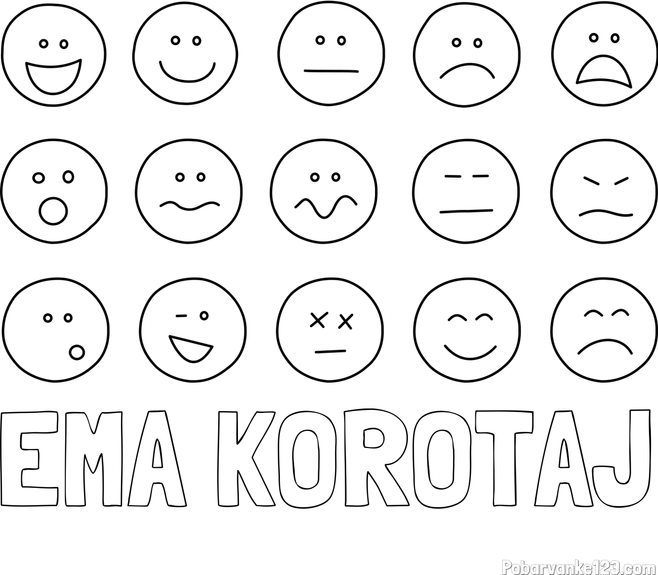 Pobarvanka imena EMA KOROTAJ in pobarvanka smeškov