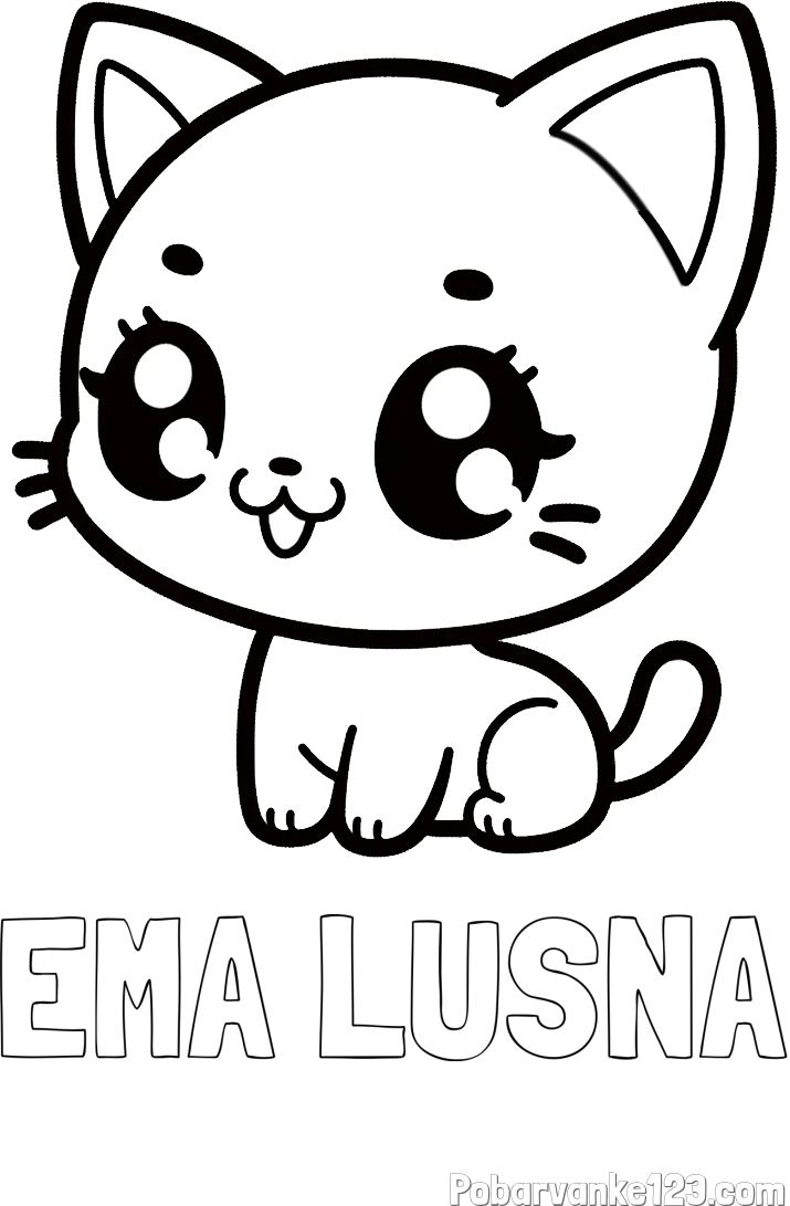 Pobarvanka imena EMA LUŠNA in pobarvnaka ljubke muce v anime slogu