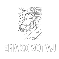 Online izdelana pobarvanka - Pobarvanka imena EMAKOROTAJ in na poti