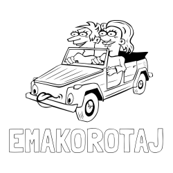 Online izdelana pobarvanka - Pobarvanka imena EMAKOROTAJ in pobarvanka fanta in punce na poti