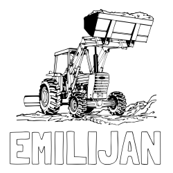 Online izdelana pobarvanka - Pobarvanka imena EMILIJAN in pobarvanka traktorja