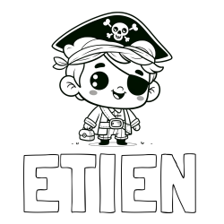 Online izdelana pobarvanka - Pobarvanka imena ETIEN in pobarvanka nasmejanega gusarja