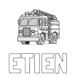 Online izdelana pobarvanka - Pobarvanka imena ETIEN in pobarvanka velikega gasilskega avta