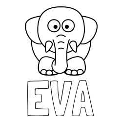 Online izdelana pobarvanka - Pobarvanka imena EVA in pobarvanka slona