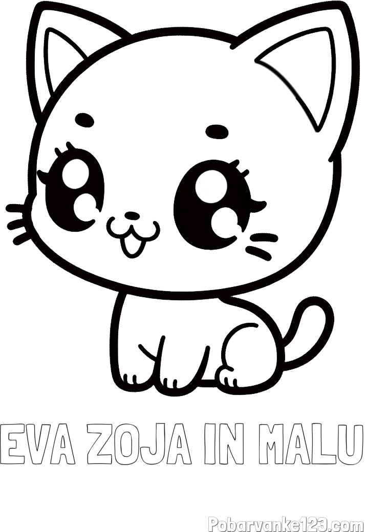 Pobarvanka imena EVA ZOJA IN MALU in pobarvnaka ljubke muce v anime slogu