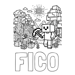 Online izdelana pobarvanka - Pobarvanka imena FIČO in pobarvanka Minecraft sveta