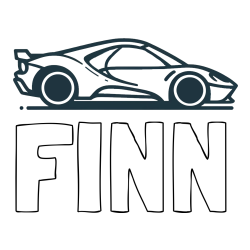 Online izdelana pobarvanka - Pobarvanka imena FINN in otroška pobarvanka dirkalnega avtomobila
