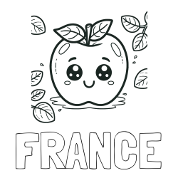 Online izdelana pobarvanka - Pobarvanka imena FRANCE in pobarvanka nasmejane jabolke