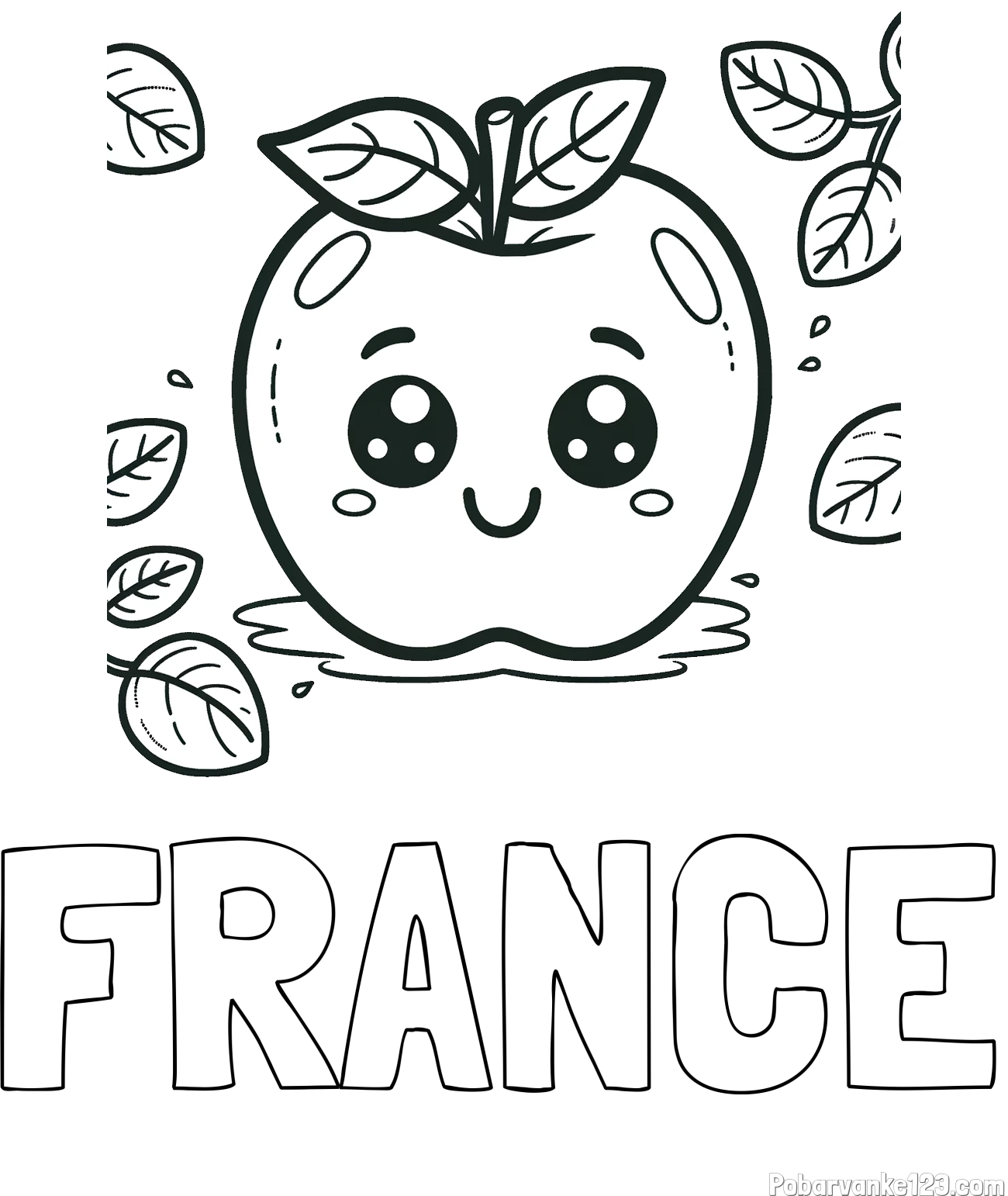 Pobarvanka imena FRANCE in pobarvanka nasmejane jabolke