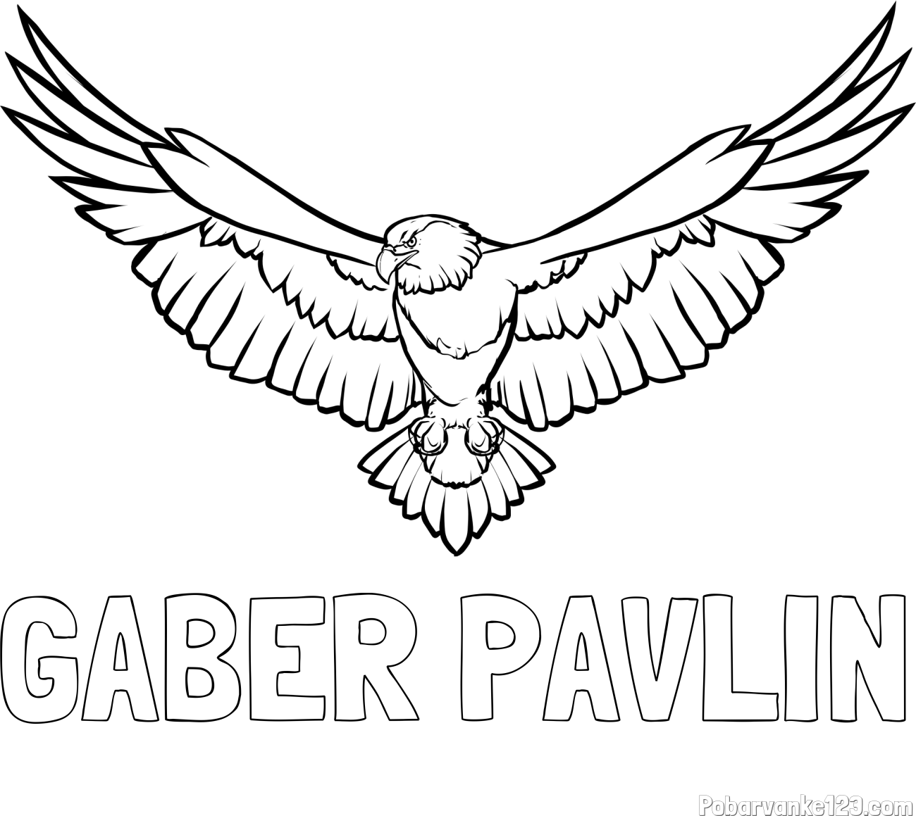 Pobarvanka imena GABER PAVLIN in pobarvanka orla s široko razprtimi krili