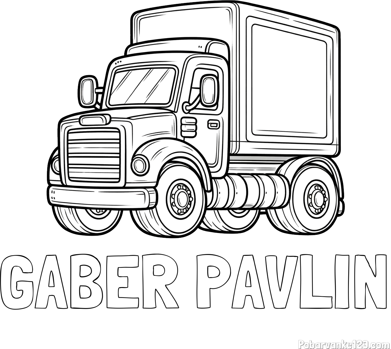 Pobarvanka imena GABER PAVLIN in pobarvanka starega tovornjaka
