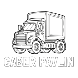 Online izdelana pobarvanka - Pobarvanka imena GABER PAVLIN in pobarvanka starega tovornjaka