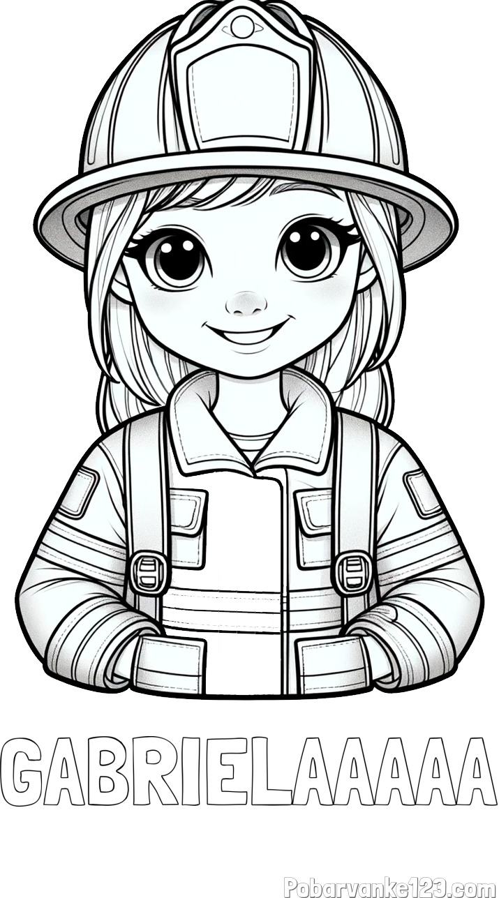 Pobarvanka imena GABRIELAAAAA in pobarvanka ljubke gasilke