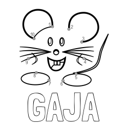 Online izdelana pobarvanka - Pobarvanka imena GAJA in pobarvanka poveži številke - ljubka miška