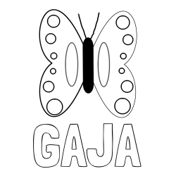 Online izdelana pobarvanka - Pobarvanka imena GAJA in preprosta otroška pobarvanka metuljčka