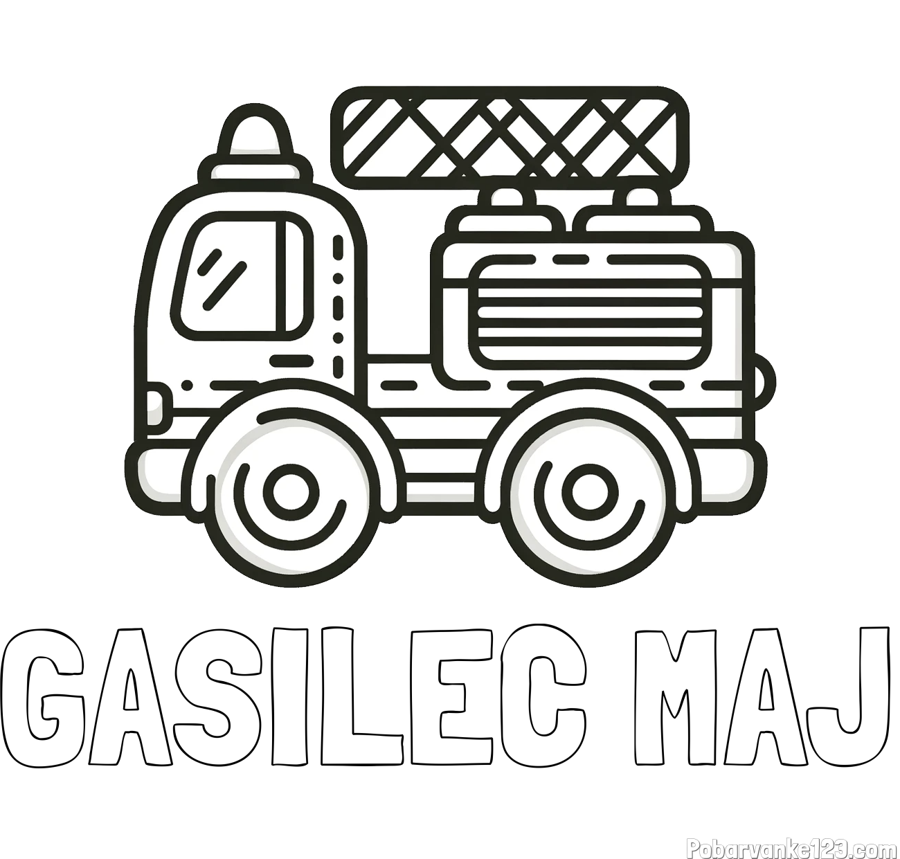 Pobarvanka imena GASILEC MAJ in pobarvanka gasilski avto
