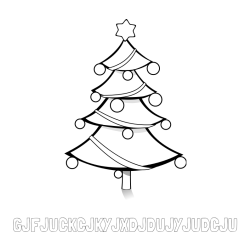 Online izdelana pobarvanka - Pobarvanka imena GJFJUCKCJKYJXDJDUJYJUDCJU in božična smreka