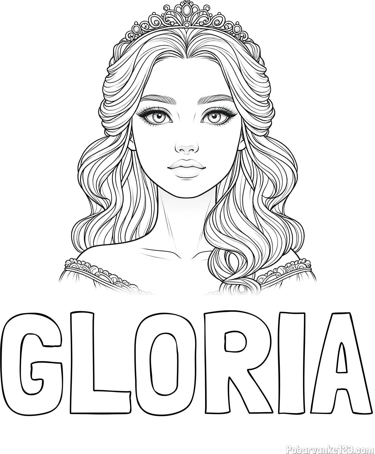 Pobarvanka imena GLORIA in pobarvanka ljubke princese s krono