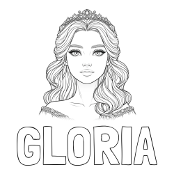Online izdelana pobarvanka - Pobarvanka imena GLORIA in pobarvanka ljubke princese s krono