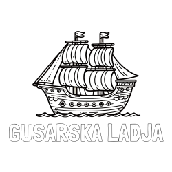 Online izdelana pobarvanka - Pobarvanka imena GUSARSKA LADJA in otroška pobarvanka ladje