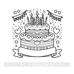 Online izdelana pobarvanka - Pobarvanka imena GZGZUGZUGZUT87OT67R5ITZGU in pobarvanka velike torte za rojstni dan