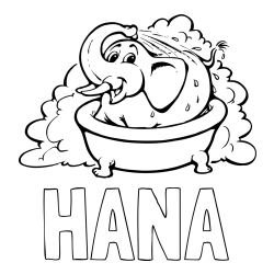 Online izdelana pobarvanka - Pobarvanka imena HANA in pobarvanka nasmejanega slončka