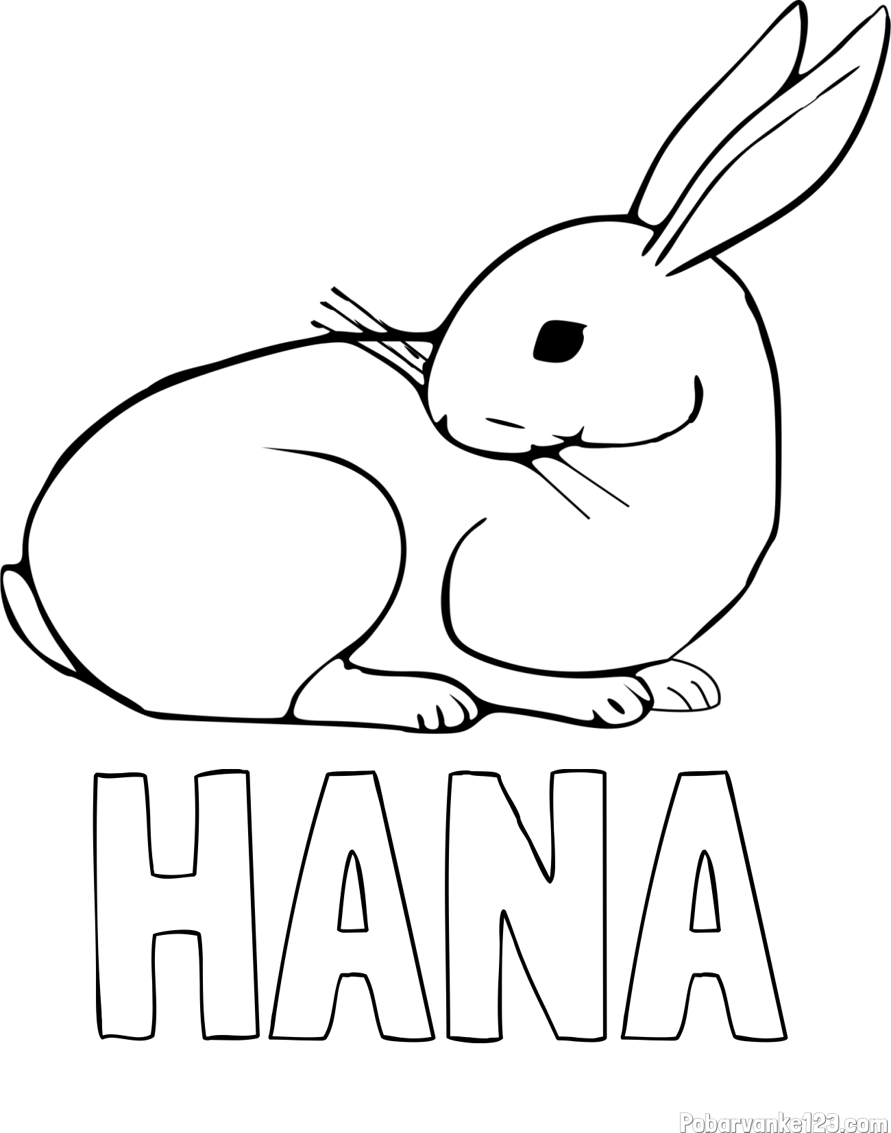Pobarvanka imena HANA in pobarvanka zajčka, ki je nekaj opazil