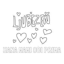 Online izdelana pobarvanka - Pobarvanka imena HANA MAMI OČI PRIMA in pobarvanka ljubezni ❤