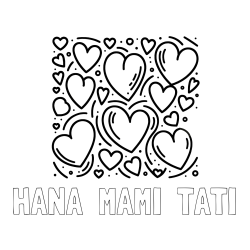Online izdelana pobarvanka - Pobarvanka imena HANA  MAMI  TATI in pobarvanka s srčki