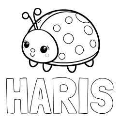 Online izdelana pobarvanka - Pobarvanka imena HARIS in pobarvanka ljubke pikapolonice