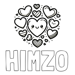 Online izdelana pobarvanka - Pobarvanka imena HIMZO in pobarvanka srčkov
