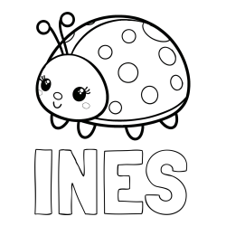 Online izdelana pobarvanka - Pobarvanka imena INES in pobarvanka ljubke pikapolonice