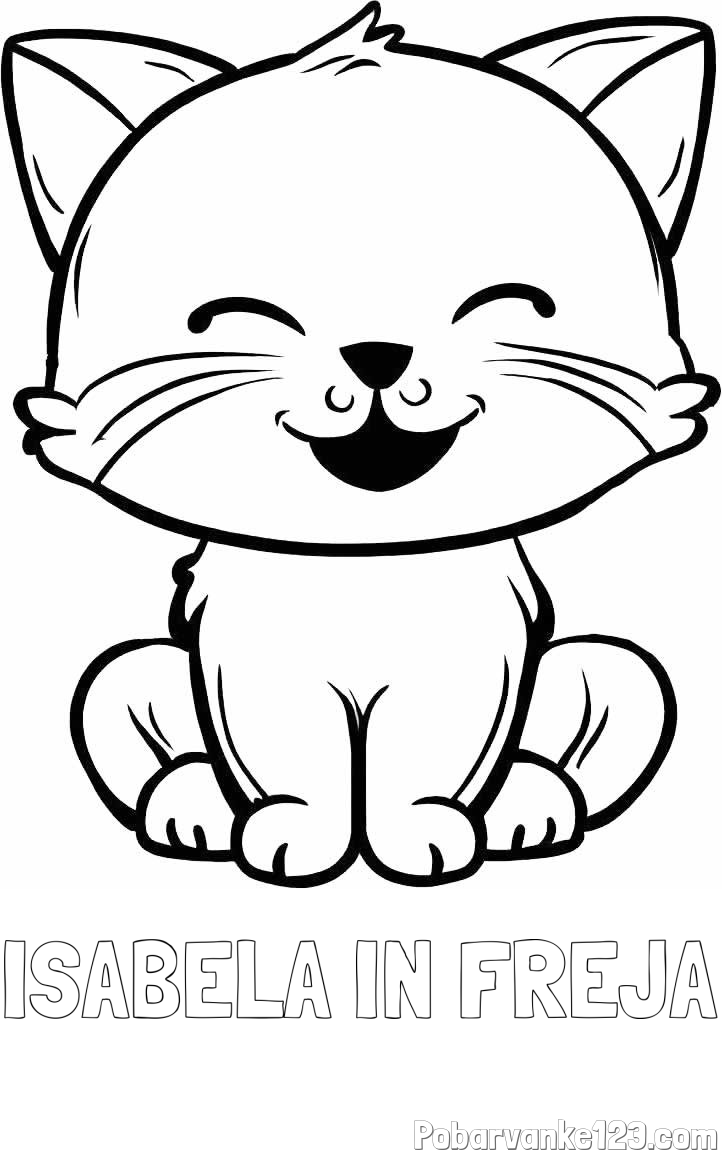 Pobarvanka imena ISABELA IN FREJA in pobarvanka prikupne mačke