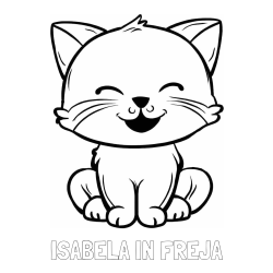 Online izdelana pobarvanka - Pobarvanka imena ISABELA IN FREJA in pobarvanka prikupne mačke