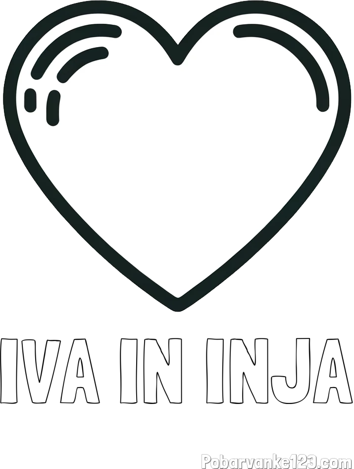 Pobarvanka imena IVA IN INJA in pobarvanka lepega srčka