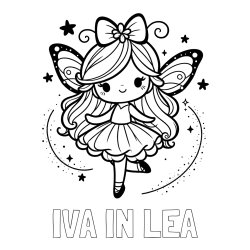 Online izdelana pobarvanka - Pobarvanka imena IVA IN LEA in ljubka čarobna vila