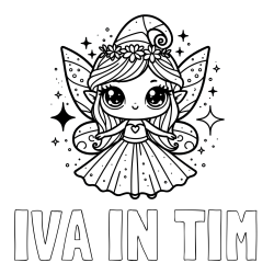 Online izdelana pobarvanka - Pobarvanka imena IVA IN TIM in prikupna čarobna vila