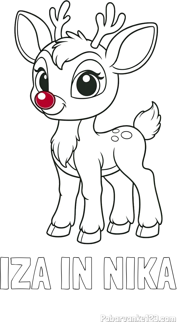 Pobarvanka imena IZA IN NIKA in pobarvanka nasmejanega jelenčka Rudolfa