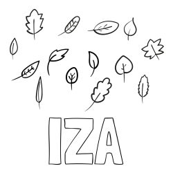 Online izdelana pobarvanka - Pobarvanka imena IZA in otroška pobarvanka listja