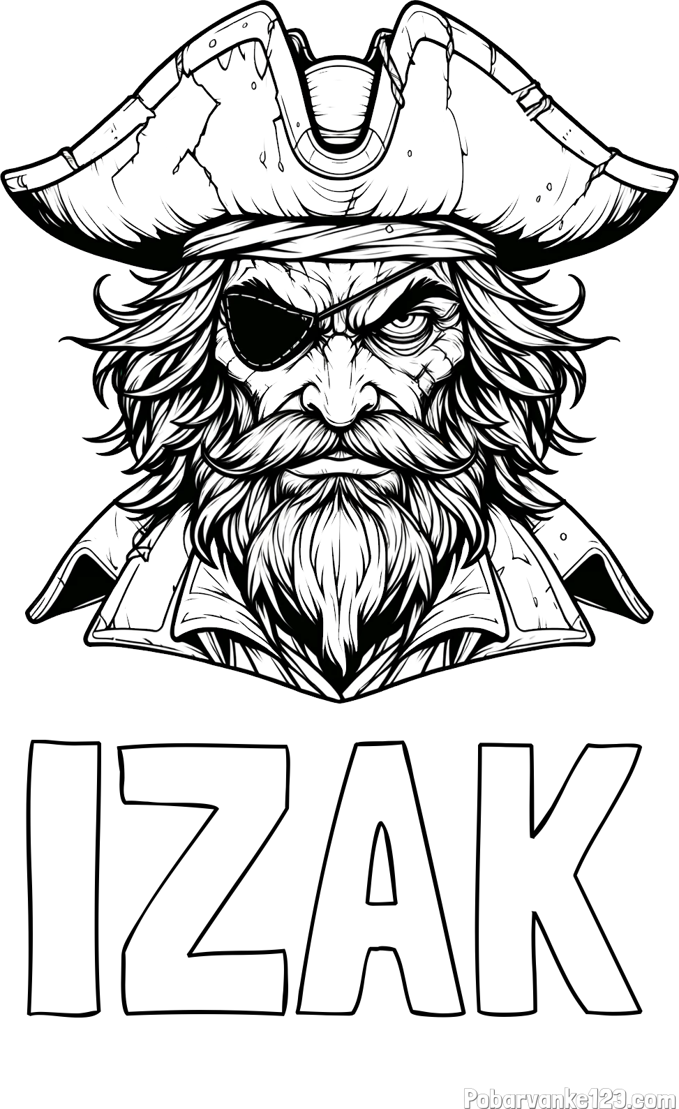 Pobarvanka imena IZAK in pobarvanka zlobnega gusarja