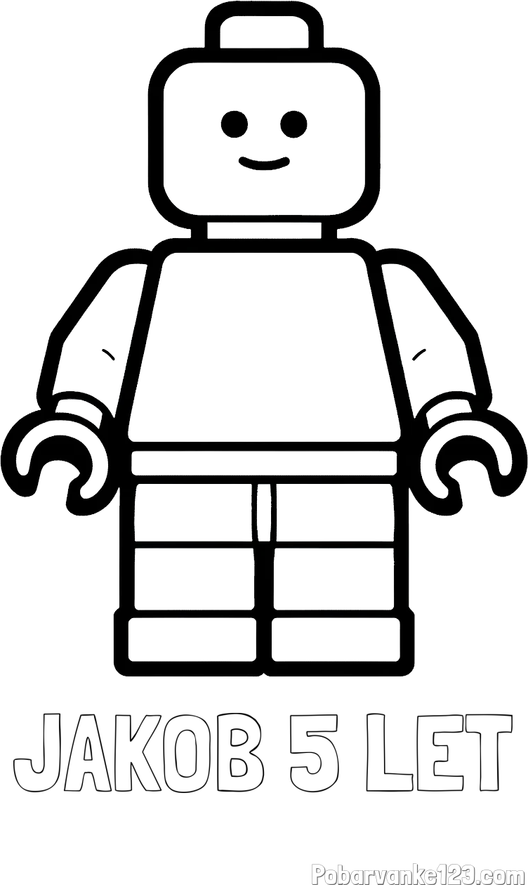 Pobarvanka imena JAKOB 5 LET in pobarvanka LEGO figurice fanta