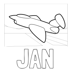 Online izdelana pobarvanka - Pobarvanka imena JAN in pobarvanka aviona med vzletom