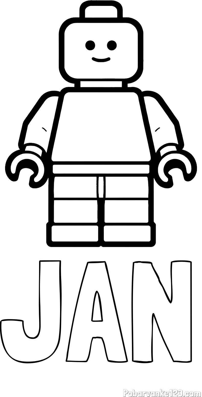Pobarvanka imena JAN in pobarvanka LEGO figurice fanta
