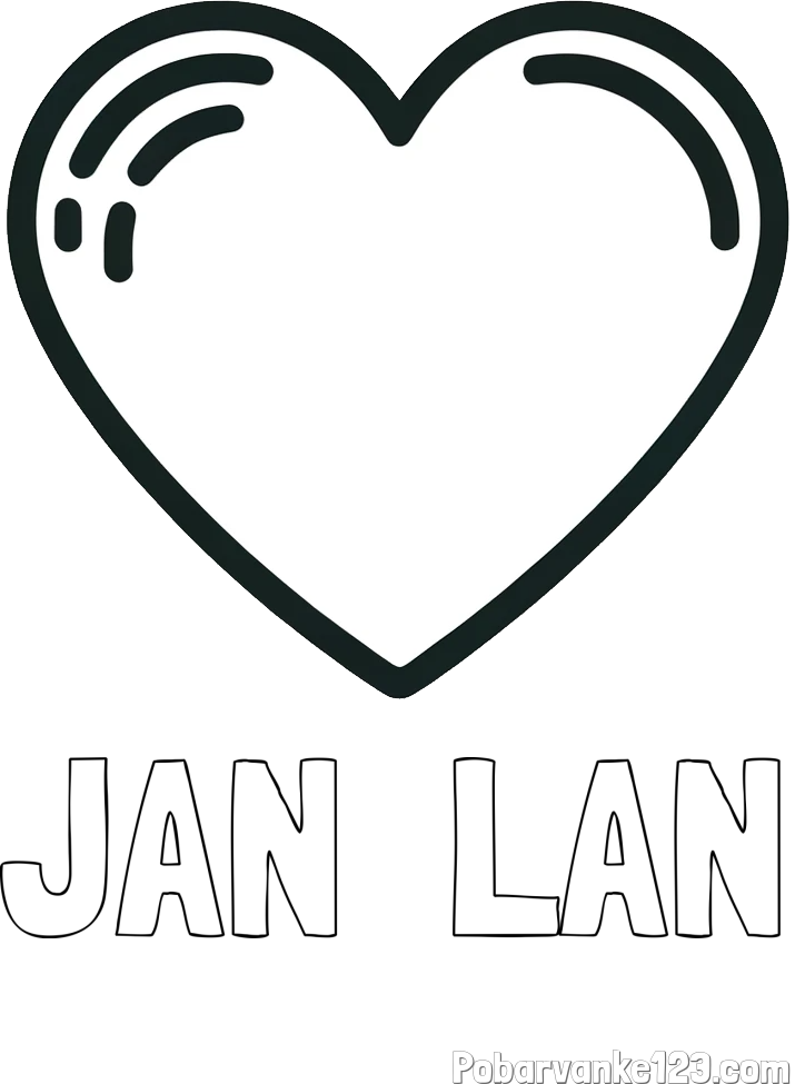 Pobarvanka imena JAN - LAN in pobarvanka lepega srčka