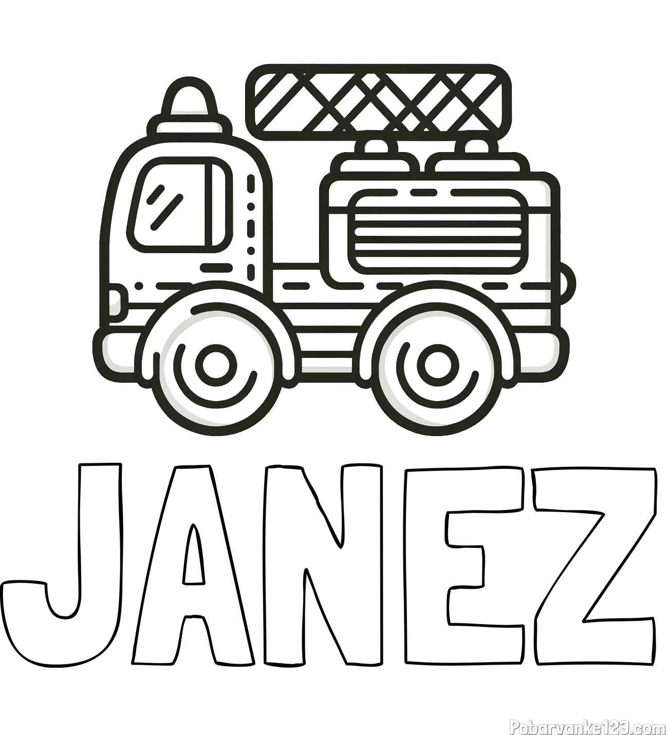 Pobarvanka imena JANEZ in pobarvanka gasilski avto