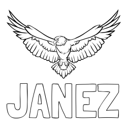 Online izdelana pobarvanka - Pobarvanka imena JANEZ in pobarvanka orla s široko razprtimi krili